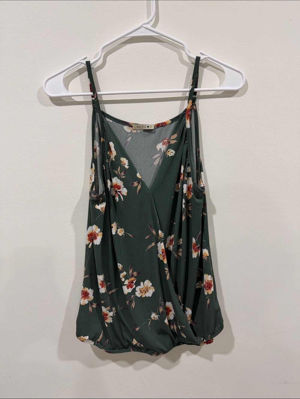 Beacon Dark Green Floral Wrap Cami